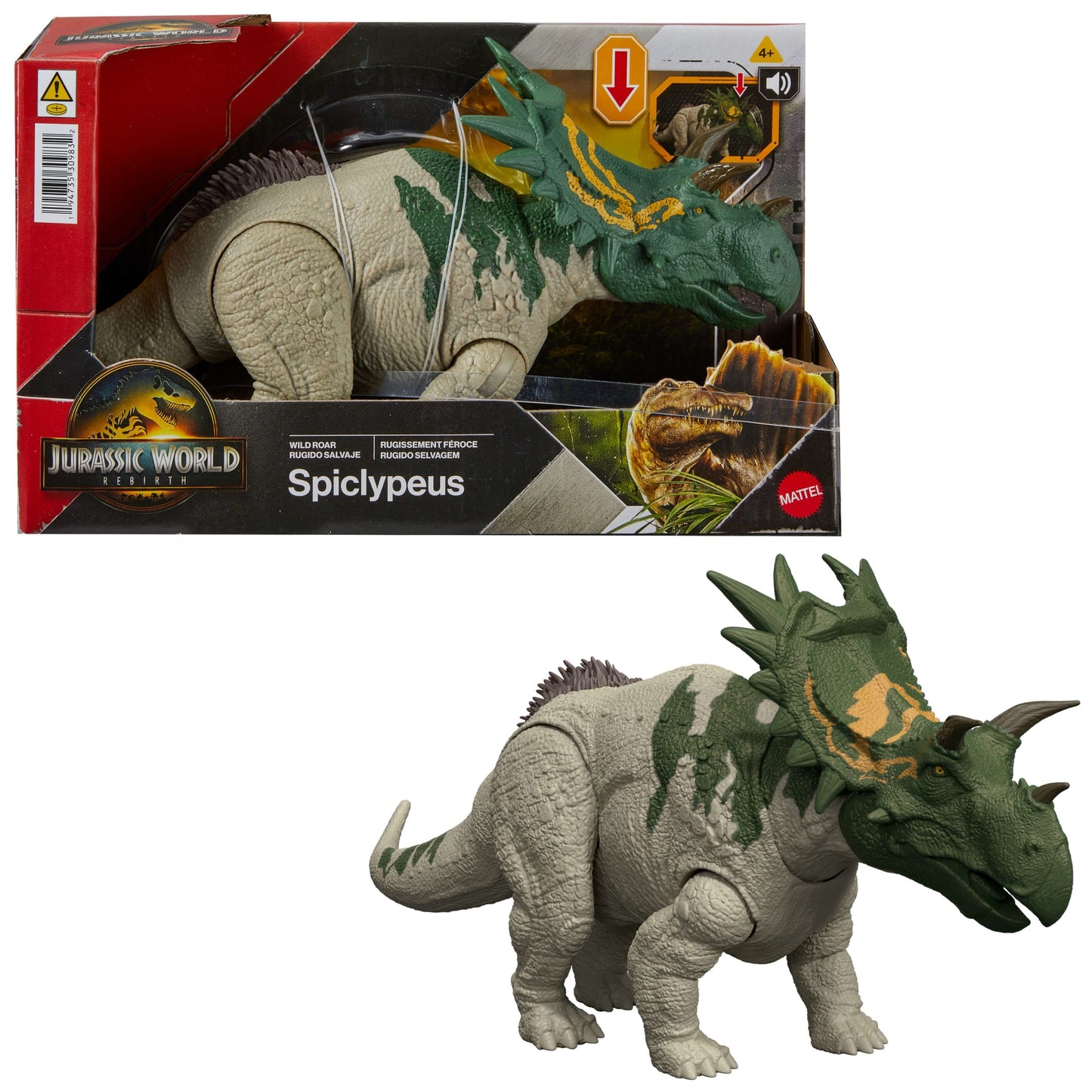 Jurassic World Dinosaurio de Juguete Rebirth Rugido Salvaje Spiclypeus