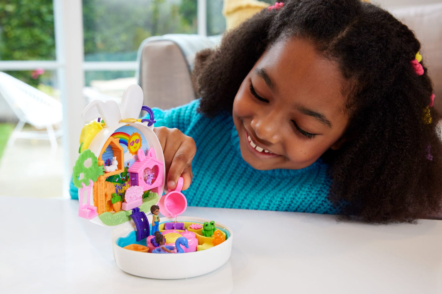 Polly Pocket Dolls Flower Garden Bunny Compact Playset