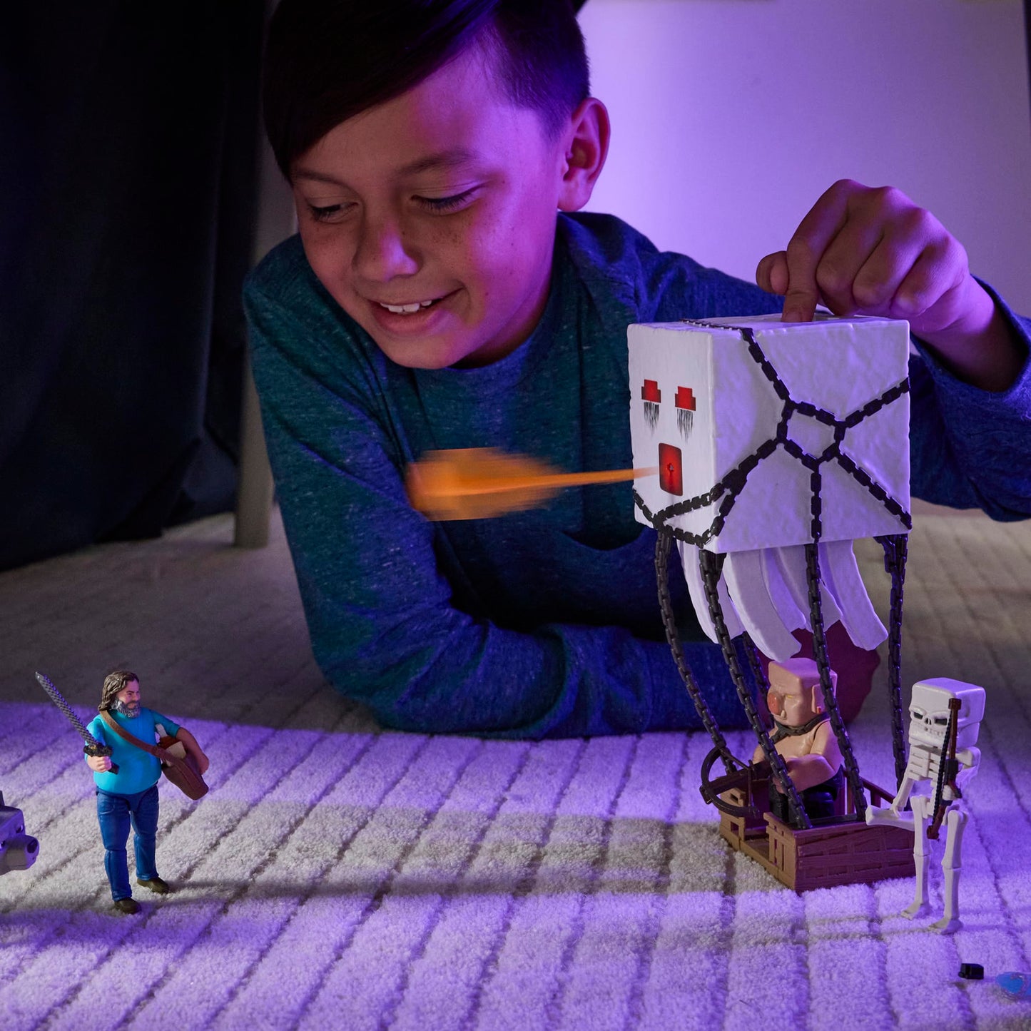 Minecraft Blast Attack Ghast Action Figure Set With Lights, Sounds & More inspired By The Movie