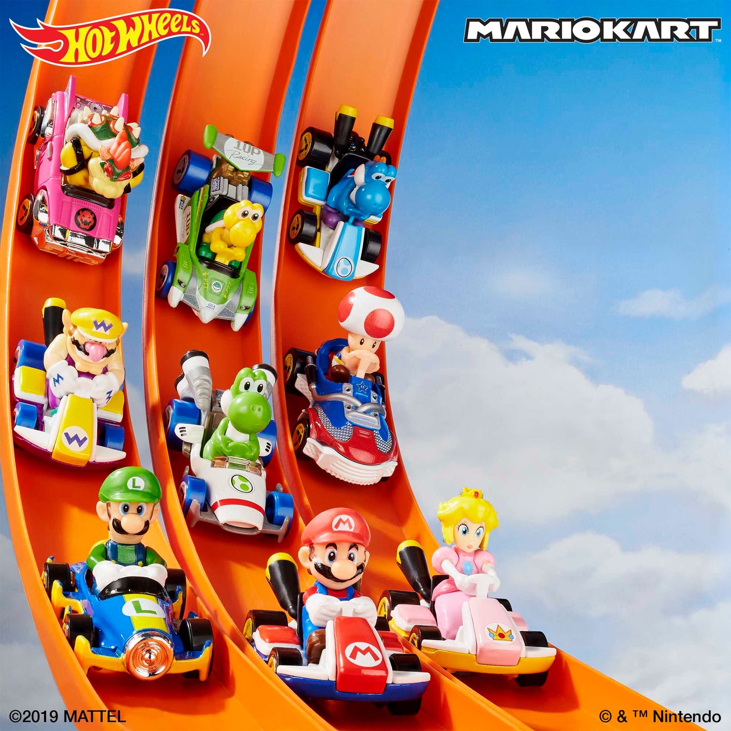 Hot Wheels Mario Kart Vehículo de Juguete Yoshi Azul Claro Estándar Kart